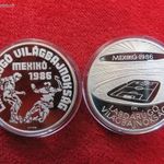 LABDARÚGÓ VB 2 x 500 FORINT 1986 ÉREMPÁR EZÜST: 56g PP, nagyon enyhe mikrokarc és oxidfolt ! fotó