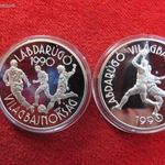 LABDARÚGÓ VB 2 x 500 FORINT 1988, 89 ÉREMPÁR EZÜST: 56g PP, nagyon enyhe mikrokarc és oxidfolt ! fotó