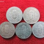 1 PENGŐ TELJES SOR 1926, 27, 37, 38, 39 EZÜST: 24, 8g nsz+ fotó