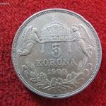 FERENC JÓZSEF 5 KORONA 1900 KB EZÜST: 24g nsz, kis peremhiba fotó