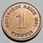 Németország/Császárság 1891A Cu 1 Pfennig EXTRA (15 USD) AE476 fotó