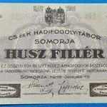 1916 -os SOMORJA 20 korona "Hadifogoly-tábor pénz" II1 sorozatszámmal !!!! UNC (L1905) fotó