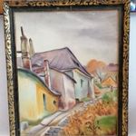ANTIK AKVARELL KERETBEN 36X29 CM. fotó