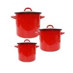 Piros zománcos fazékkészlet 1-3-6 liter fotó