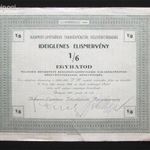 Budapest-Lipótvárosi Takarékpénztár elismervény 1/6 részvény 1927 fotó