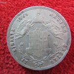 FERENC JÓZSEF 1 FORINT 1869 KB EZÜST: 12, 3g nsz+, kis peremhiba fotó