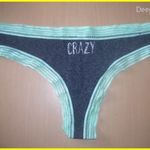 Crazy feliratú, zöld szélű, cirmosszürke, ezüst színű tanga 42 fotó