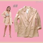 ÚJ, címkés H&M gyönyörű BARACK-PÚDER len-viszkóz könnyű OVERSIZE stílusos BLÉZER ~M/42 fotó