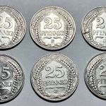 Németország/Császárság 1910-12 6db klf Ni 25 Pfennig (65 USD) AE490 fotó