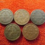 5db FERENC JÓZSEF 5/10 KRAJCÁR 1858, 59, 60, 63, 65 EGYBEN ELADÓ ! sz+ fotó