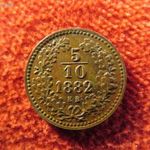 FERENC JÓZSEF 5/10 KRAJCÁR 1882 KB kiv fotó