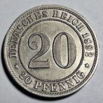 Németország/Császárság 1892D CuNi 20 Pfennig EXTRA (65 USD) AE489 fotó