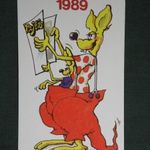 Kártyanaptár, Pajtás ifjúsági, úttörő magazin, újság, grafikai rajzos, kengurú, 1989 fotó