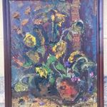 Bényi László (1909-2004) festőművész keretezett hatalmas olajfestménye - " Virágcsendélet " fotó