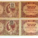 4 DARAB HASZNÁLT 1945-ÖS TÍZEZER PENGŐ BANKJEGY (XF) (A078) fotó