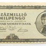 HASZNÁLT 1942-ES SZÁZMILLIÓ MILPENGŐ BANKJEGY (XF) (A081) fotó