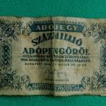 SZÁZMILLIÓ ADÓPENGŐ 1946 MAGYAR PAPÍRPÉNZ F fotó