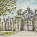 1J374 Régi bécsi jelzett keretezett selyemkép 16 x 22 cm WIEN - BELVEDERETOR felirattal fotó