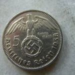 EZÜST NÉMET NÁCI HOROGKERESZTES 5 MÁRKA, 1938 F. 1 DB. 13, 88 GR. fotó