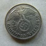EZÜST NÉMET NÁCI 2 MÁRKA, 1939 J. 1 DB. 8 GR. fotó