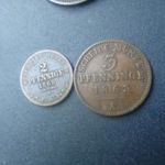 Német Államok 2 Pfennige 1869 és 3 Pfennige 1863-ból egyben eladó! fotó