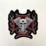Ruhára vasalható motoros folt rávasaló felvarró koponya skull 25x24 cm fotó