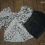 Lenge virágos blúz / tunika + Újszerű leggings szoknya 5-6 év 116 fotó