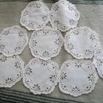 Régi kézi madeira pohár vagy nipp alátét kis terítő 10 db 14, 5 cm vászon alapon fotó