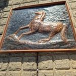 bronz réz falikép kép ló lovas retro karc plakett festmény dombormű fotó