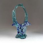 0N041 Régi muránói jellegű üveg kosár 19 cm fotó