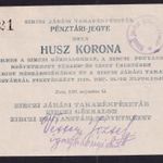 Zirczi Járási Takarékpénztár 20 korona Pénztári-jegye 1919 EF fotó