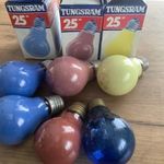 Tungsram E27 eredeti színes izzók, 25W 3 db + 3 színes égő EGYBEN fotó