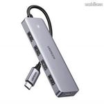 UGREEN 5 az 1-ben USB HUB / elosztó - 4db USB és 1db Typ-C aljzat, 16cm fix USB kábel - VILÁGOSSS... fotó