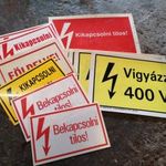 Elektromos figyelmeztető táblák és matricák fotó
