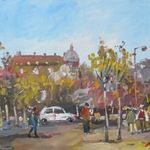 Bánfi - "Eltűnt kupolák nyomában.." Budai park - (olaj, karton 23×33 cm) fotó
