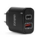 Hálózati Adapter USB + Type-C PD20W gyorstöltéssel - fekete - Delight fotó