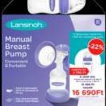 Lansinoh 2 fázisú kézi mellszívó + 160 ml cumisüveg szettben fotó