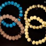 THOMAS SABO !!! 4 DB GYÖNYÖRŰ VALÓDI ÁSVÁNY ÉS GYÖNGY EZÜST SZERELVÉNYEZETT KARKÖTŐ X fotó