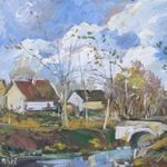 Bánfi - "Alföldi tanya..." Kis-Tarna - (olaj, karton 33×43 cm) fotó