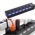 7 portos kapcsolható USB hub - fekete fotó