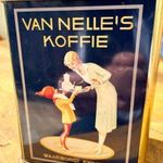 Van Nelle's Koffie gyönyörű sötétkék vintage fém doboza, pléh reklám doboz fotó