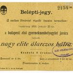 Adományjegy, Budapesti Első Gyermekmenhelyegylet javára tartandó nagy elite álarcos bál belépti jegy fotó