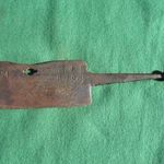 Antik kovácsolt vas hentes bárd K 24 Rud. Sack + beütéssel és 2 db. további monogrammal, gyűjtőknek fotó