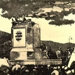 " FELROBBANTOTT SZOBOR " II. VILÁGHÁBORÚS ROMOKRÓL ... RÉZKARC fotó