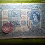 1000 KORONA 1902. JANUÁR 2. - MAGYARORSZÁG FELÜLBÉLYEGZETT! - RAGASZTOTT PECSÉT? fotó