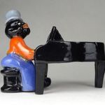 1G757 Fekete Komlós kerámia néger zongorista figura 14 cm fotó