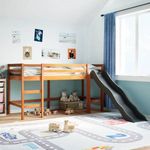 barna tömör fenyőfa gyerek-galériaágy matrac nélkül 90 x 200 cm fotó