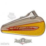 Harley Davidson Collectible Pin Yellow and Chrome with Red Trim Gas Tank #62369. fém motoros jelvény fotó