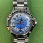 Régi retro Wostok mechanikus Komandirskie működőképes Szovjet férfi katonai acéltokos karóra 1FT NMÁ fotó