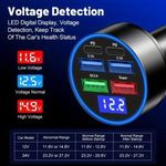 66W autós töltő feszültségkijelzővel, 6 portos töltés 4USB+2PD + 60w kábel fotó
